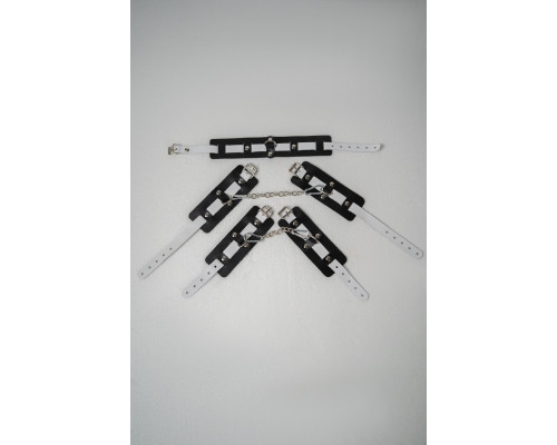 Набор фиксаторов из черной и белой натуральной кожи