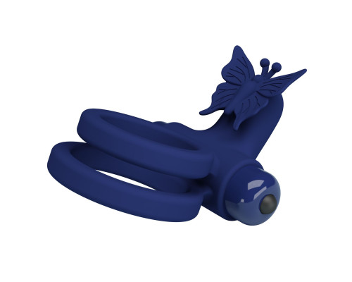 Синее эрекционное кольцо с вибростимуляцией клитора