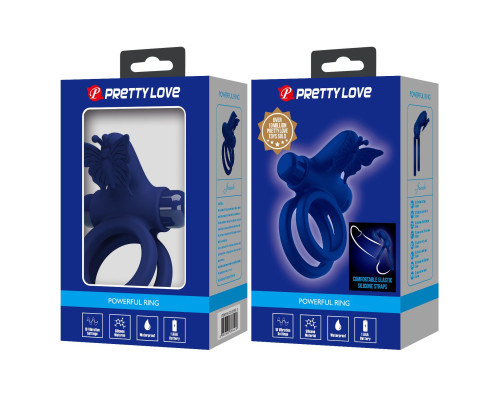 Синее эрекционное кольцо с вибростимуляцией клитора