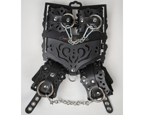 Черный ажурный кожаный набор фиксаций