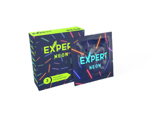 Светящиеся в темноте презервативы Expert Neon - 3 шт.