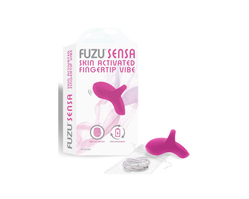 Розовый сенсорный вибромассажёр на палец Fuzu Sensa