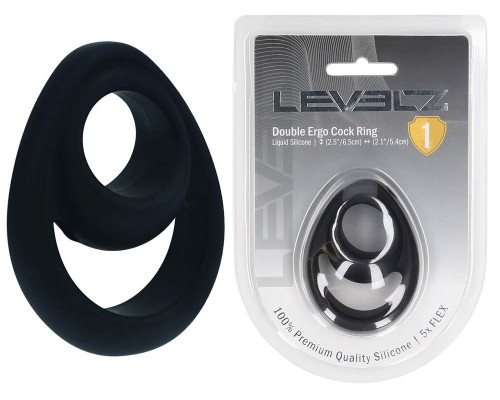Черное эрекционное кольцо Double Ergo Silicone Cockring