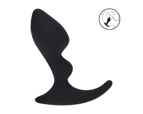 Черная анальная пробка для массажа простаты Double Ripple Silicone Prostate Massager
