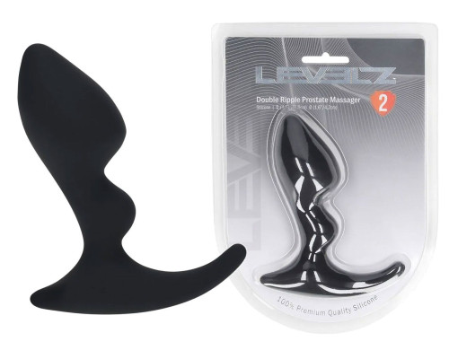 Черная анальная пробка для массажа простаты Double Ripple Silicone Prostate Massager