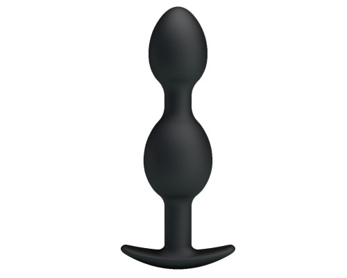 Чёрные анальные шарики из силикона - 12,5 см.