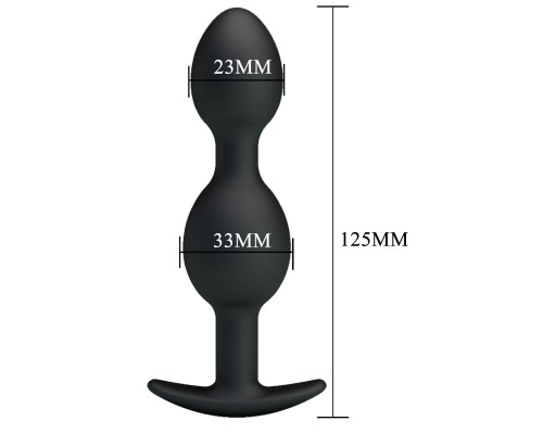 Чёрные анальные шарики из силикона - 12,5 см.