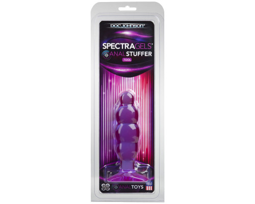 Фиолетовая рельефная анальная пробка SpectraGels Purple Anal Stuffer - 14 см.