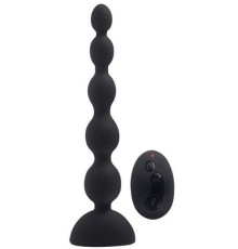 Черный анальный вибростимулятор Anal Beads L с пультом ДУ - 21,5 см.