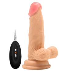 Телесный вибратор-реалистик Vibrating Realistic Cock 6  With Scrotum - 15 см.