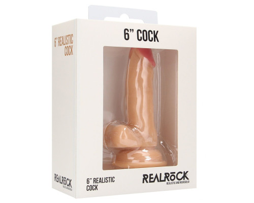 Телесный фаллоимитатор Realistic Cock 6  With Scrotum - 15 см.