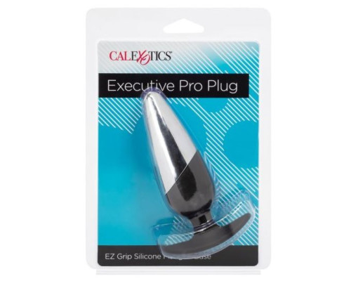 Серебристо-черная анальная пробка Executive Pro Plug - 12,75 см.