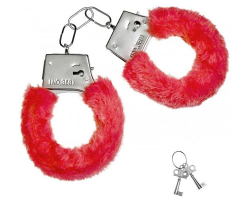 Красные плюшевые наручники с ключиками