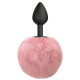 Черная анальная пробка с розовым пушистым хвостиком Fluffy