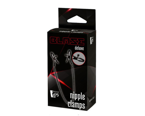 Черные зажимы на соски на цепочке BLAZE DELUXE NIPPLE CLAMPS