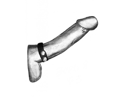 Черный узкий ремень-утяжка на пенис с металлическими кнопками