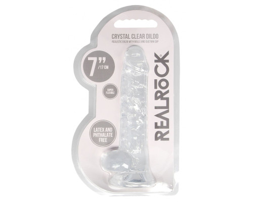 Прозрачный фаллоимитатор Realrock Crystal Clear 7 inch - 19 см.