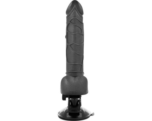 Черный вибратор на мощной присоске Basecock Realistic Vibrator Remote Control - 19,5 см.