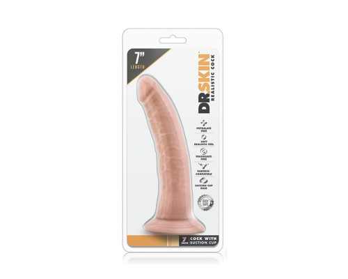 Телесный фаллоимитатор Dr. Skin 7 Inch Cock With Suction Cup - 19 см.