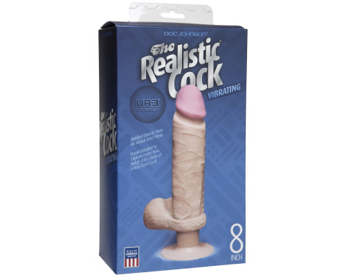 Вибромассажер-реалистик на присоске The Realistic Cock ULTRASKYN Vibrating 8”- 23,5 см.