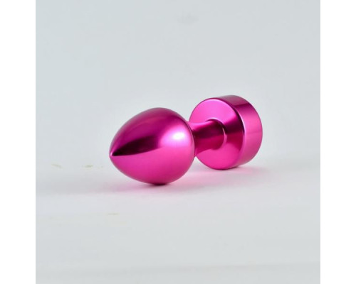 Розовая алюминиевая анальная пробка с прозрачным кристаллом - 8,1 см.