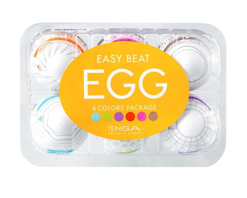 Набор из 6 мастурбаторов-яиц Tenga EGG I Strong Sensations с различными рельефом