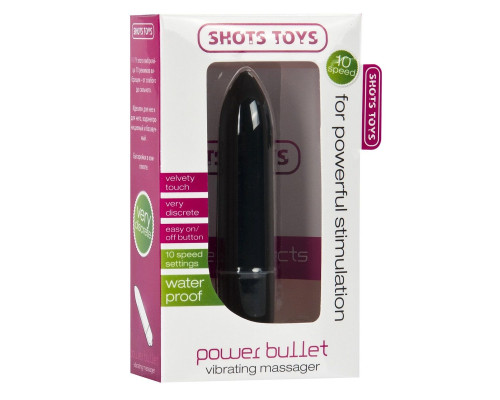 Чёрная удлинённая вибропуля Power Bullet Black - 8,3 см.