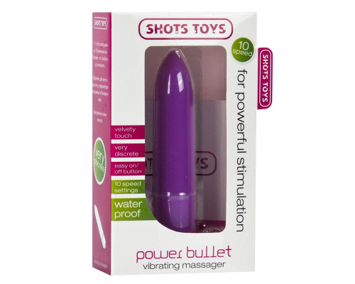 Фиолетовая удлинённая вибропуля Power Bullet Purple - 8,3 см.