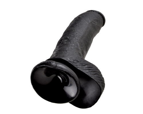 Чёрный фаллоимитатор 9  Cock with Balls - 22,9 см.