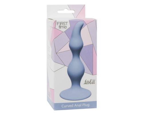 Голубая анальная пробка Curved Anal Plug Blue - 12,5 см.