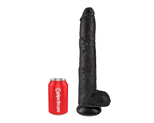 Чёрный фаллоимитатор-гигант 14  Cock with Balls - 37,5 см.