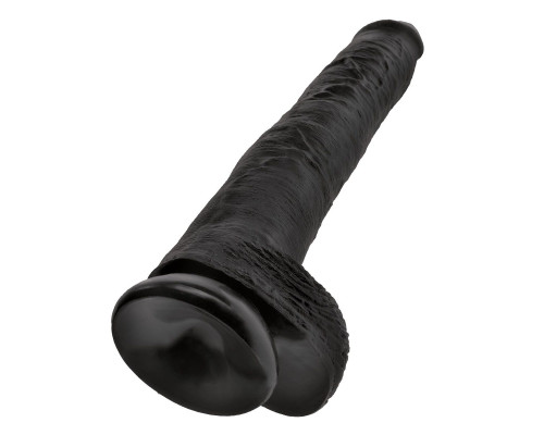 Чёрный фаллоимитатор-гигант 14  Cock with Balls - 37,5 см.