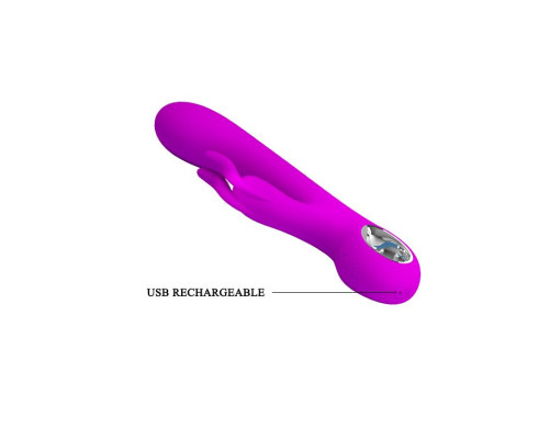 Лиловый вибромассажер с клиторальным отростком Hot Rabbit - 19 см. Лиловый вибромассажер с клиторальным отростком Hot Rabbit - 19 см.