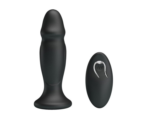 Черная анальная втулка с 12 режимами вибрации Mr Play - 12,4 см.