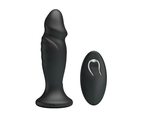 Черная анальная втулка с 12 режимами вибрации Mr Play - 12,4 см.