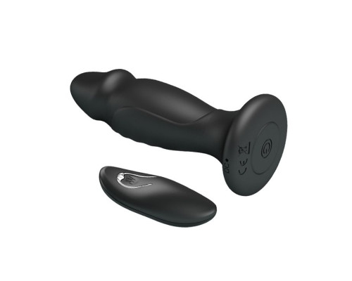 Черная анальная втулка с 12 режимами вибрации Mr Play - 12,4 см.