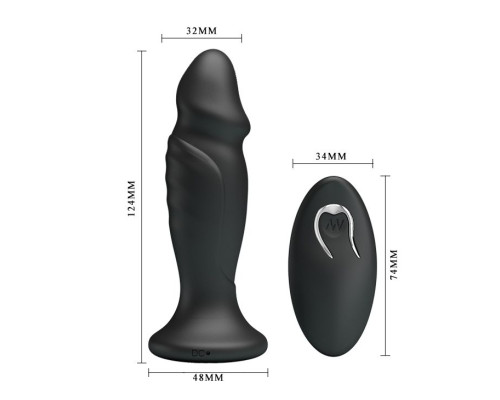 Черная анальная втулка с 12 режимами вибрации Mr Play - 12,4 см.