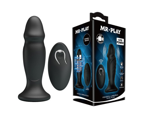 Черная анальная втулка с 12 режимами вибрации Mr Play - 12,4 см.