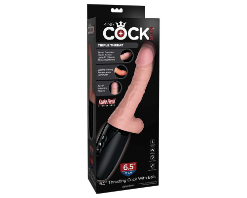 Хай-тек вибратор с функцией толкания 6.5 Thrusting Cock With Balls