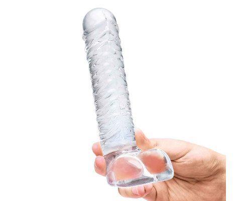 Прозрачный фаллоимитатор 8  Realistic Ribbed Glass Dildo - 20,3 см.