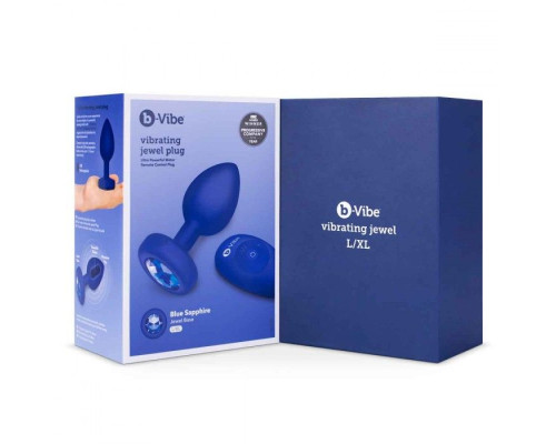 Синяя вибропробка Vibrating Jewel Plug L/XL - 11 см.