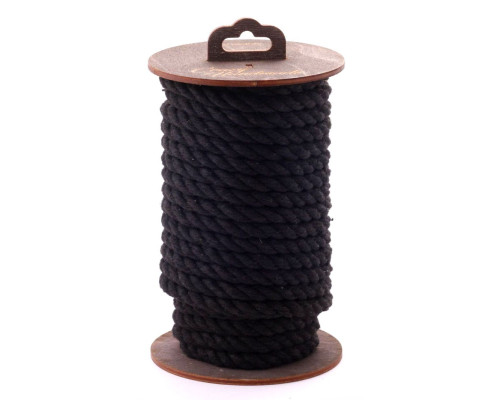 Черная хлопковая веревка для бондажа на катушке - 20 м.