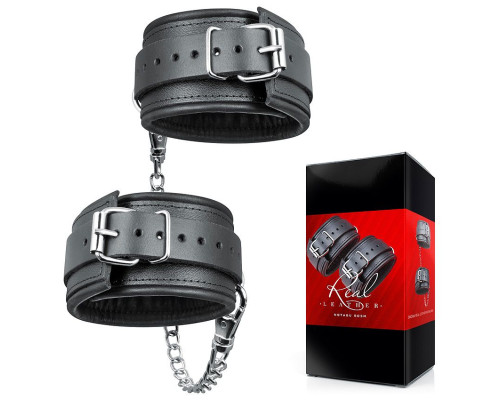 Черные кожаные оковы на цепочке с карабинами