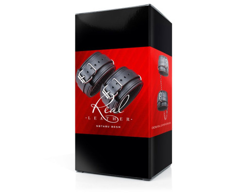 Черные кожаные оковы на цепочке с карабинами