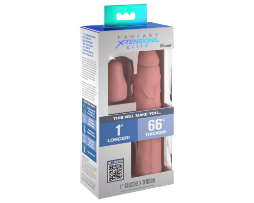 Телесная насадка-удлинитель 1 Inch Silicone X-tension - 17,8 см.