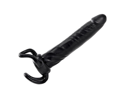 Чёрная насадка-фаллос для двойного проникновения INFLATABLE DILDO SLIM DONG  - 13,5 см.