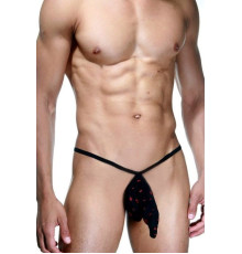 Мужские черно-красные стринги-мешочек