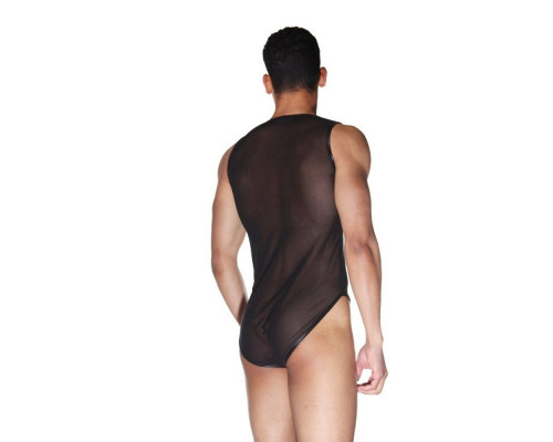 Мужское wet-look боди с прозрачной спинкой