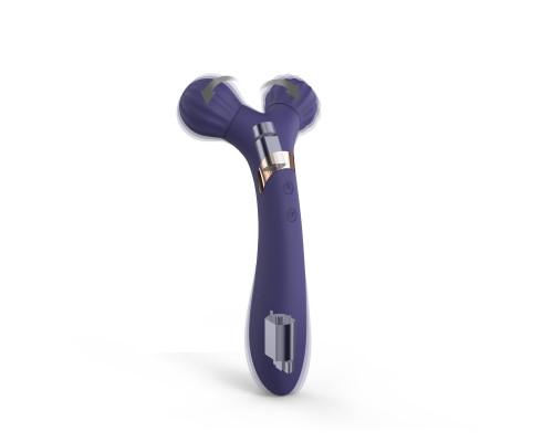 Темно-синий двусторонний вибромассажёр Fireball