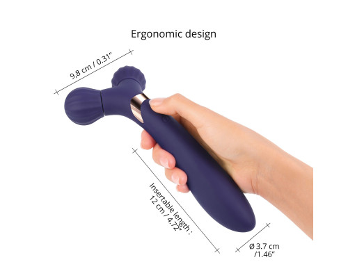 Темно-синий двусторонний вибромассажёр Fireball